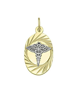 White & Yellow Gold Two Tone Medical Data Pendant 10KT