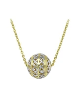 White & Yellow Gold Two Tone Fancy Ball Necklace 10KT