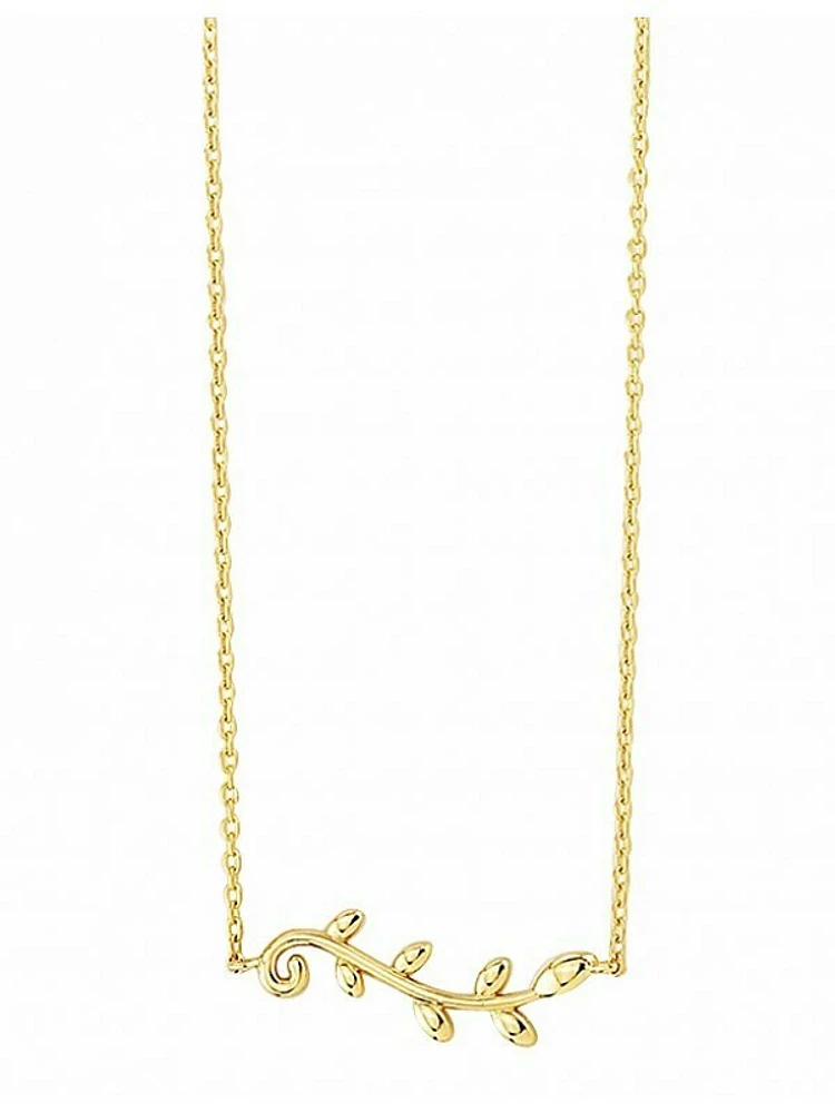 Gold Olive Leaf Necklace 14KT