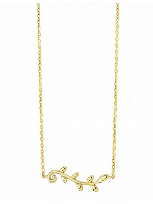 Gold Olive Leaf Necklace 14KT