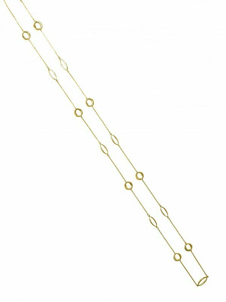 White & Yellow Gold Two Tone Fancy Link Necklace 10KT