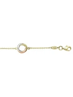 Yellow, White & Rose Gold Tri Colour Love Knot Fancy Hollow Link Necklace 10KT