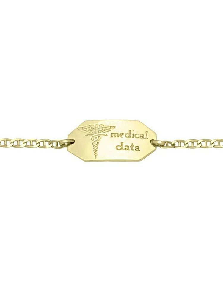 Gold Medic Data Bracelet W/Plate 10KT & 14KT