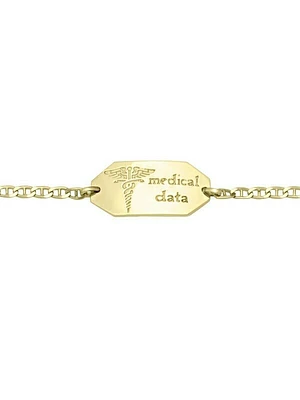 Gold Medic Data Bracelet W/Plate 10KT & 14KT