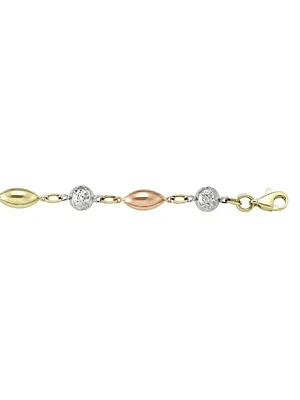Yellow, White & Rose Gold Tri Colour Fancy Hollow Link Necklace 10KT