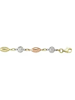 Yellow, White & Rose Gold Tri Colour Fancy Hollow Link Necklace 10KT