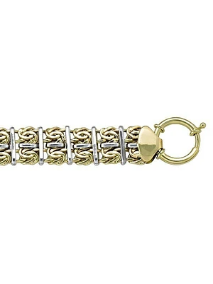 White & Yellow Gold Two Tone Hollow Fancy Necklace 10KT