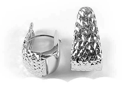 10K White Gold Shimmer Cut Lever Back Earrings