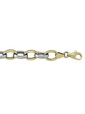 White & Yellow Gold Two Tone Hollow Fancy Link Necklace 10KT
