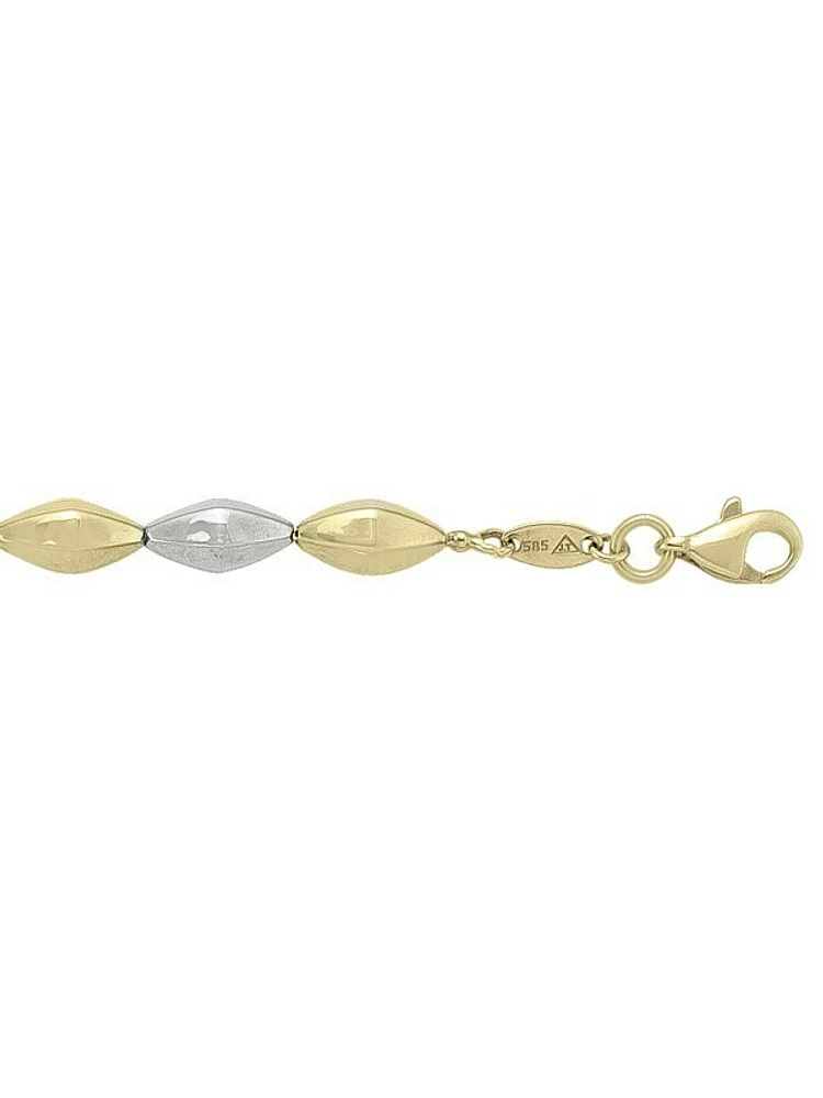 White & Yellow Gold Two Tone Hollow Fancy Bracelet 14KT