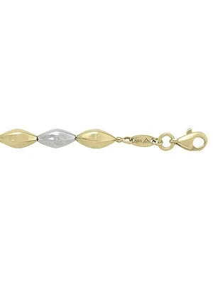 White & Yellow Gold Two Tone Hollow Fancy Bracelet 14KT