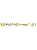 White & Yellow Gold Two Tone Hollow Fancy Bracelet 14KT