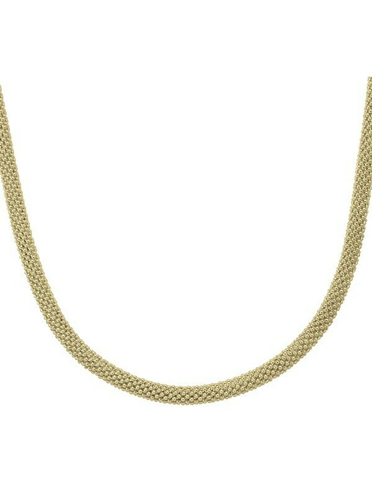 Gold Hollow Round Mesh Fancy Link Necklace 14KT