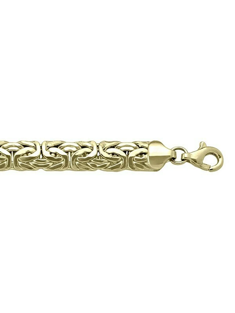 Yellow Gold Hollow Flat Byzantine Link Necklace 10KT