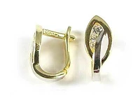 10K Yellow & White Cubic Lever Back Earrings