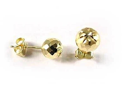 10K 7MM Yellow Gold Shimmer Cut Ball Stud Earrings