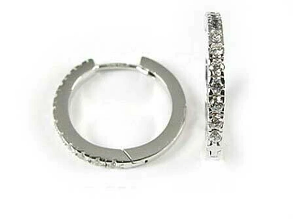 10K White Gold Cubic Hoop Earrings