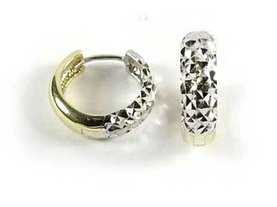 10K Yellow & White Gold Two Tone Huggy Earrings