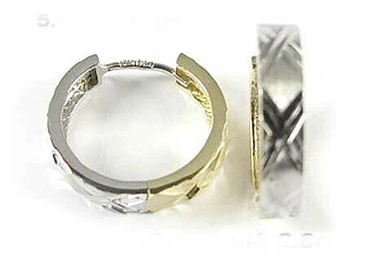 10K Yellow & White Gold Two Tone Hoop Huggy Earrings