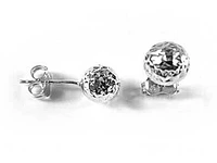 10K 8MM Gold Shimmer Cut Ball Stud Earrings