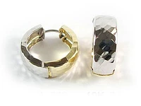 10K Yellow & White Gold Two Tone Shimmer Cut Huggy Earrings