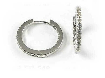 10K White Gold Cubic Hoop Earrings