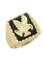 Yellow Gold Onyx Eagle Ring 10KT