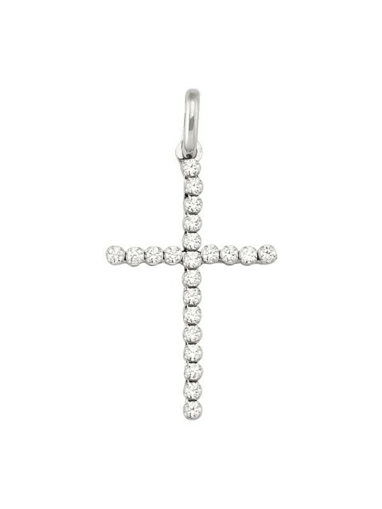 White Gold C.Z. Cross 18KT