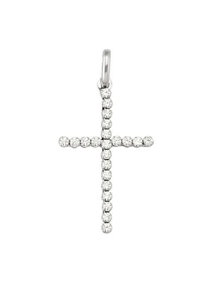 White Gold C.Z. Cross 18KT