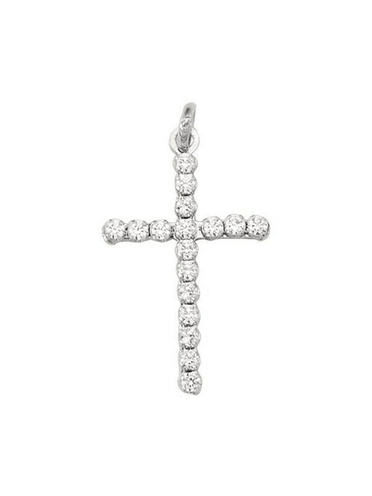 White C.Z. Cross 18KT