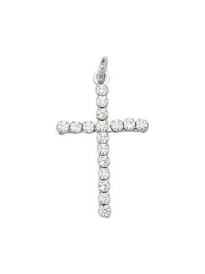 White C.Z. Cross 18KT