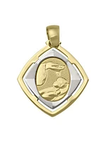 White & Yellow Gold Two Tone Solid Baptism Medal 18KT