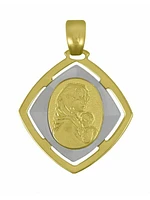 White & Yellow Gold Two Tone Solid Madonna Medal 18KT