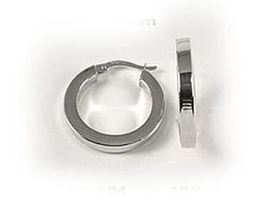 10K White Gold Polished Square Tube Hoop Earrings