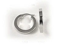10K White Gold Polished Square Tube Hoop Earrings