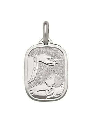 White Gold Solid Baptism Medal 14KT & 18KT