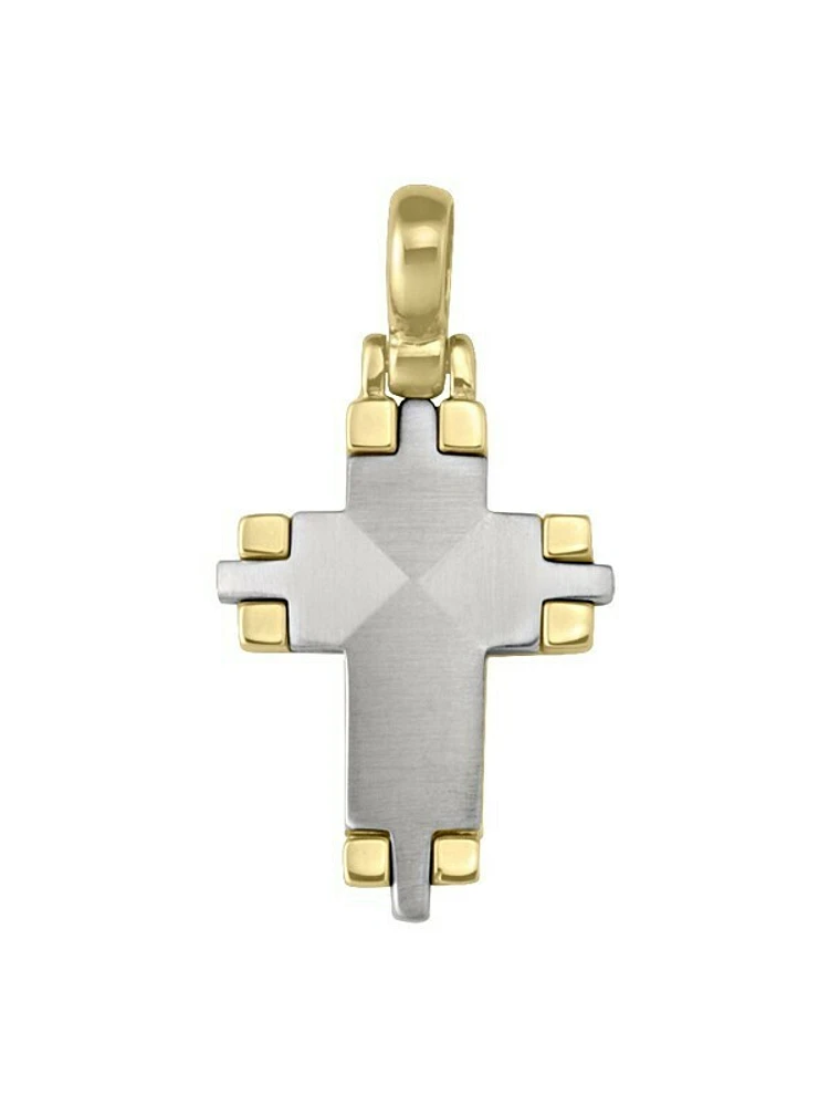 Yellow And White Gold Two Tone Cross 14KT & 18KT