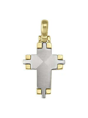 Yellow And White Gold Two Tone Cross 14KT & 18KT