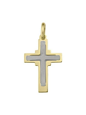 Yellow And White Gold Two Tone Cross 18KT