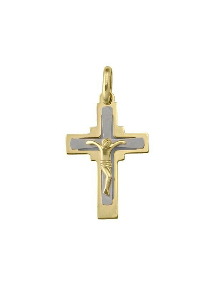 Yellow And White Gold Crucifix 18KT