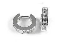 10K White Gold Hoop Round Cubic Earrings