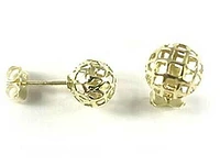 10K Gold 8MM Mesh Ball Stud Earrings