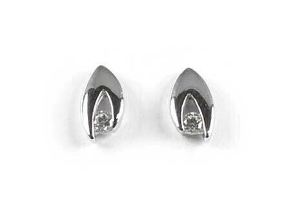 10K White Gold Round Cubic Stud Earrings