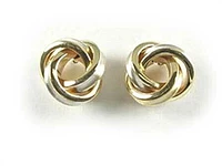 10K Yellow & White Gold Two Tone Knot Stud Earrings