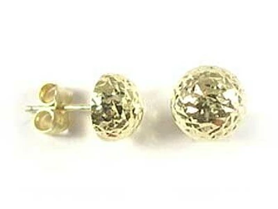 10K Gold Shimmer Cut Half Ball Stud Earrings