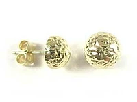 10K Gold Shimmer Cut Half Ball Stud Earrings