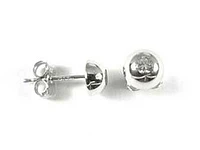 10K Gold Bezel Half Ball Round Cubic Stud Earrings