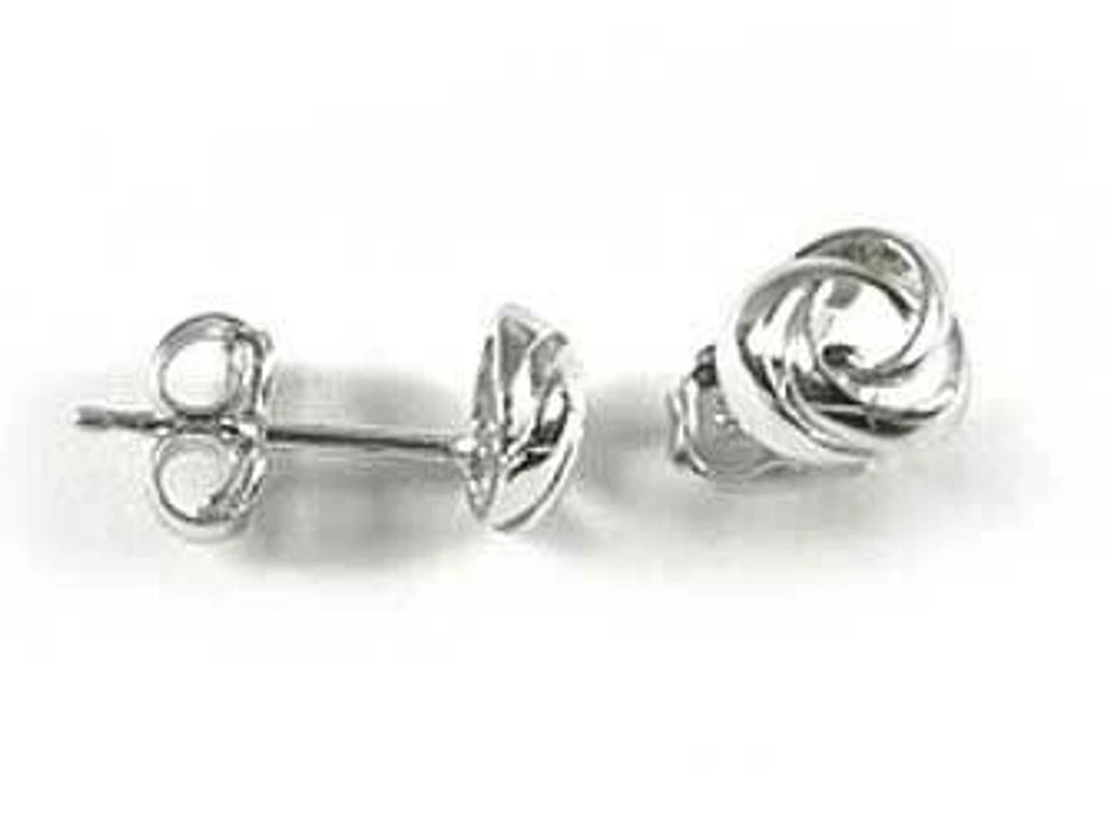 10K White Gold Knot Stud Earrings