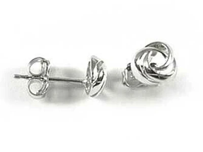 10K White Gold Knot Stud Earrings