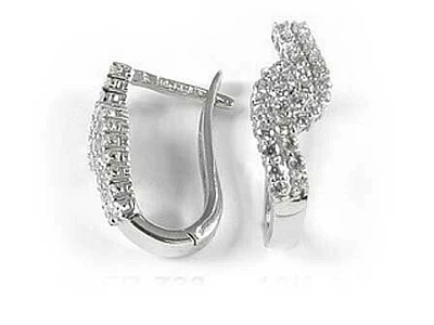 10K White Gold Fancy Round Cubic Earrings